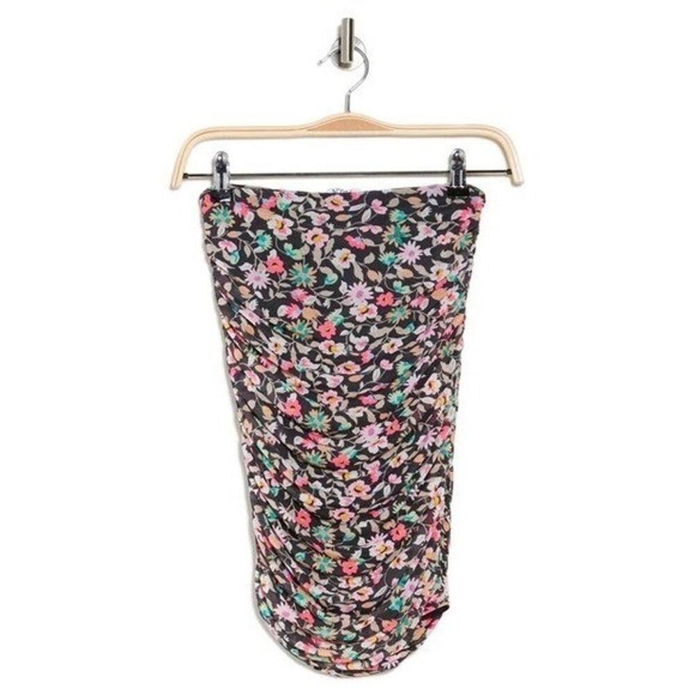 AFRM Desani Ruched Skirt In Noir Ditsy Black Size XS‎ NWT